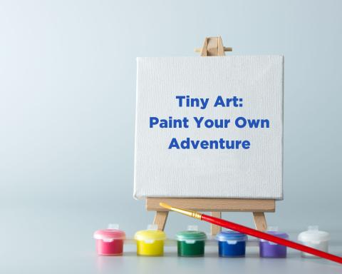 Tiny canvas with tiny paints & paintbrush