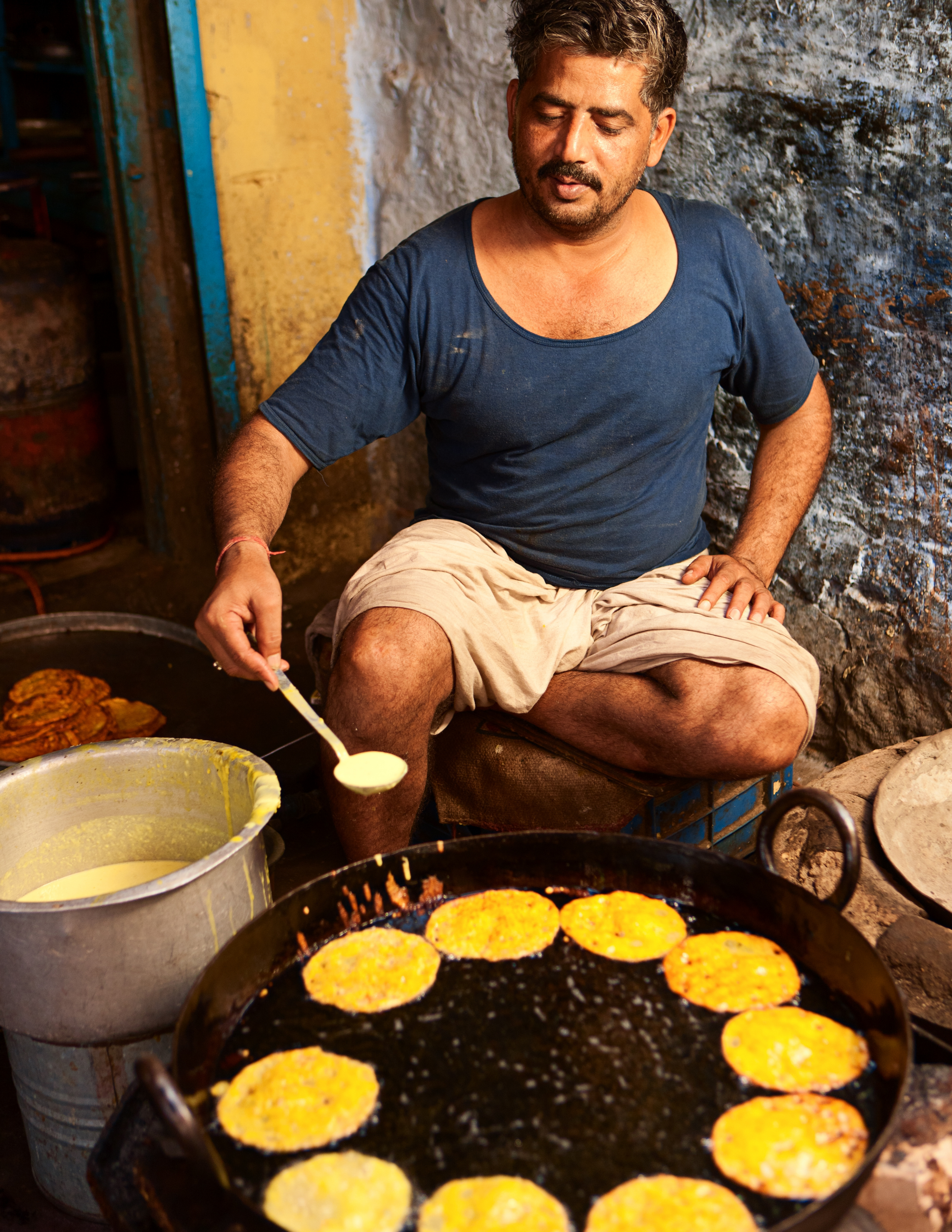 Street vendor preparing food in India