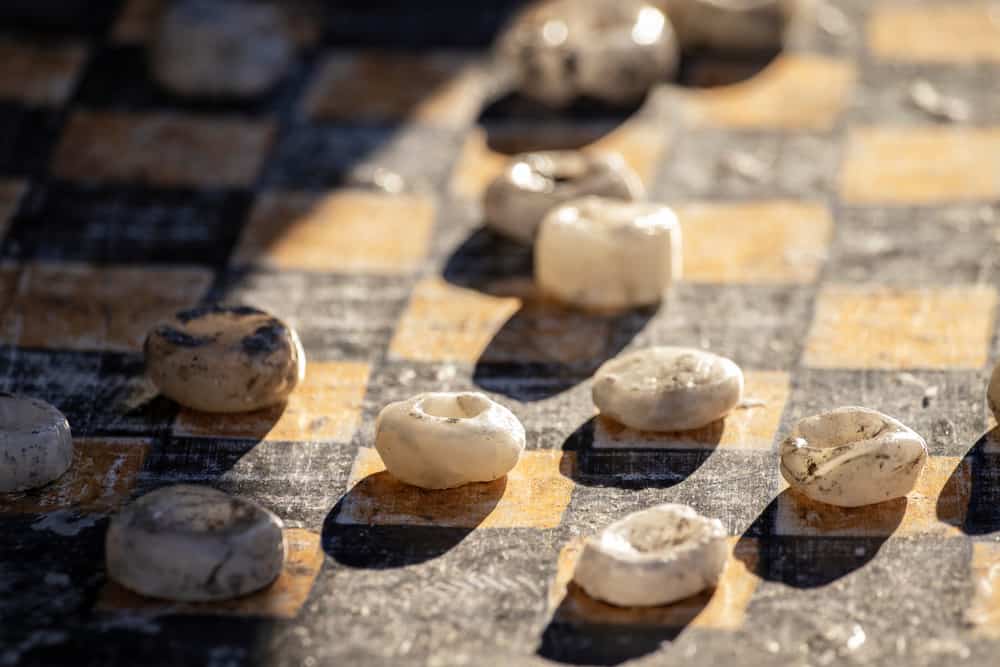 stones on checker board