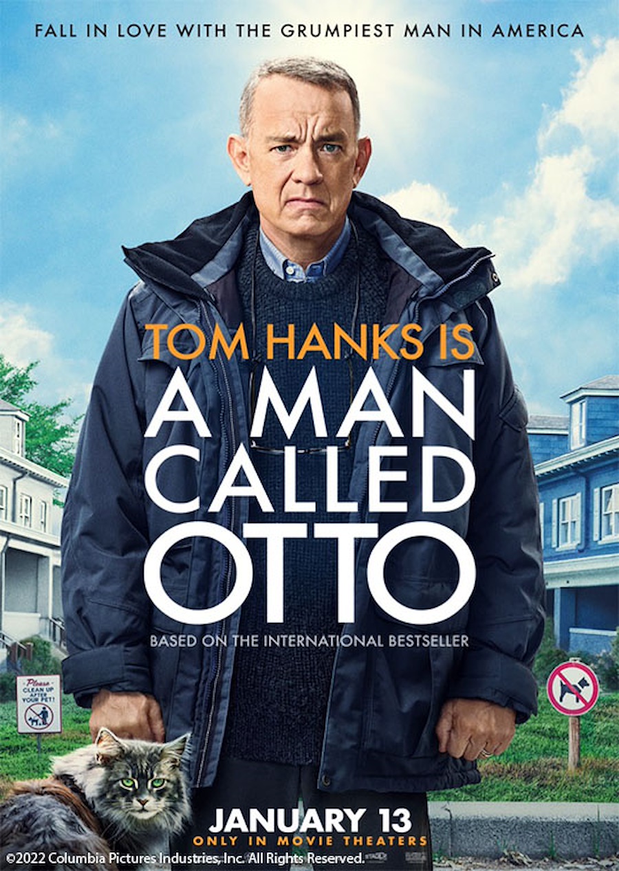 grumpy looking man standing facing the camera, text reads A Man Called Otto