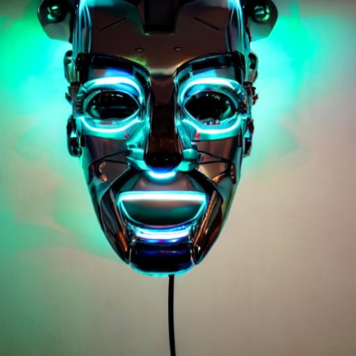 Head of robot illuminated