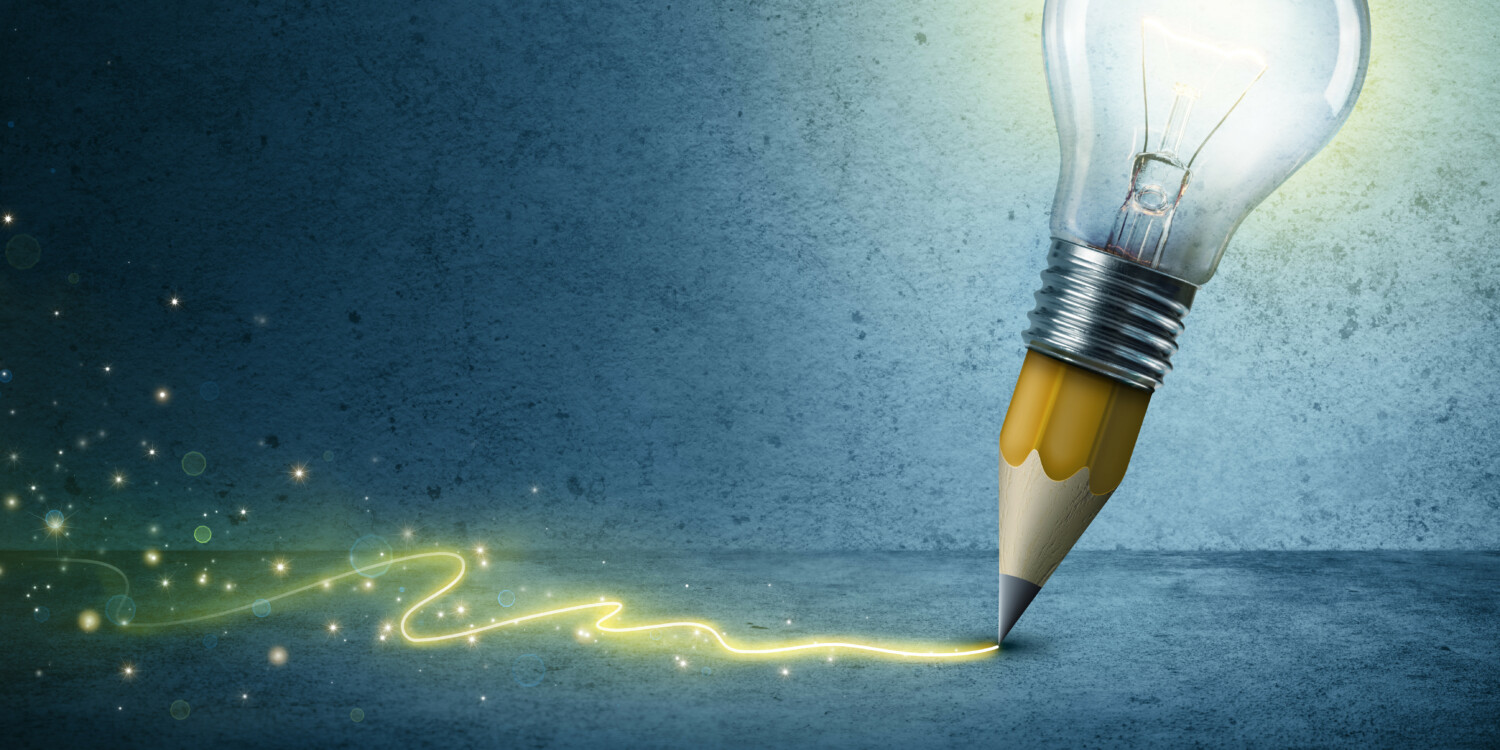 lightbulb on pencil to show writing down ideas