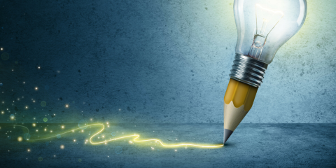 lightbulb on pencil to show writing down ideas