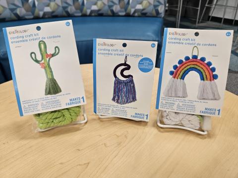 cording crafts cactus, moon, & rainbow