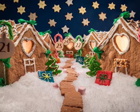 numbered decorated gingerbread houses