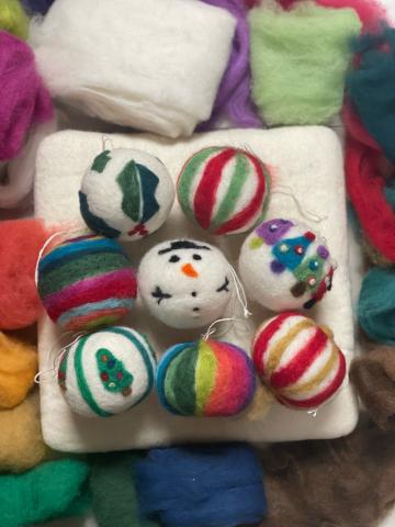 felted ornaments