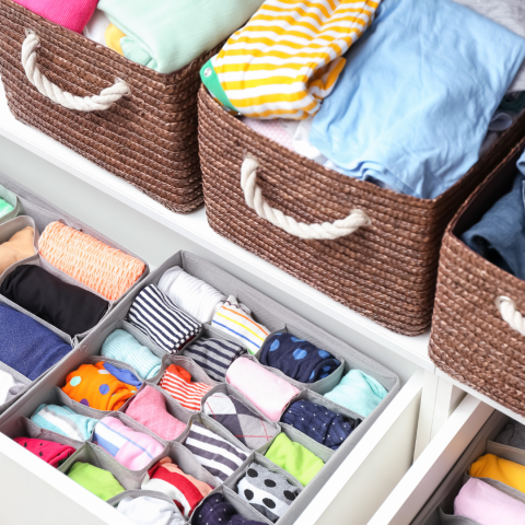 Organized shelves and bins