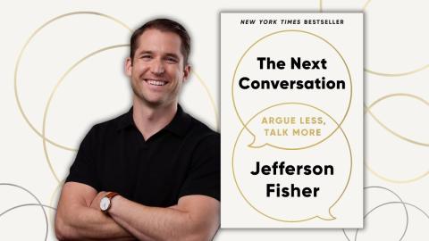 Author Jeff Fisher with his book The Next Conversation