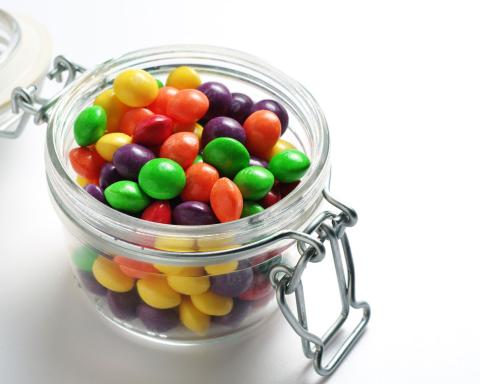 image of a jar of round colorful candies