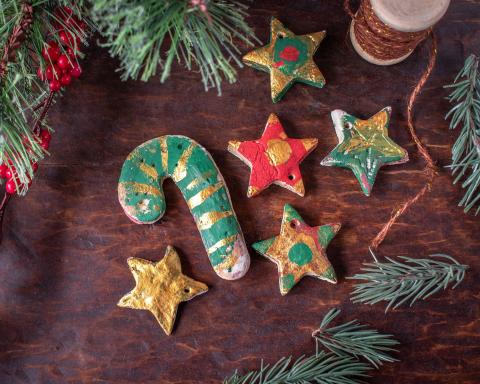 image of holiday ornaments made out of salt dough
