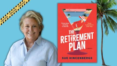 Author Sue Hincenbergs with her book The Retirement Plan