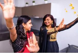 Two women doing a Bollywood Dance