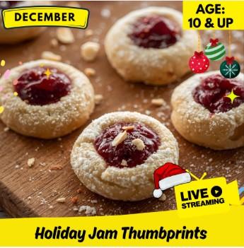 Holiday jam thumbprint cookies