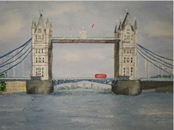 Watercolor painting of the Tower Bridge in London by Jill Vondervor