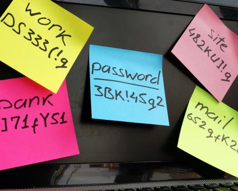 image of sticky notes with passwords written on them