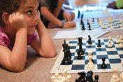 Child playing chess.